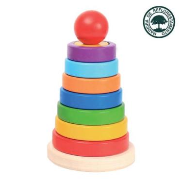 Imagem de Brinquedo Educativo Torre Multi Encaixe Em Madeira Polibrinq