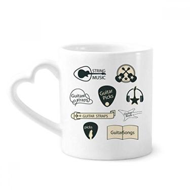 Imagem de Fone de ouvido guitarra instrumento musical padrão caneca café cerâmica copo coração vidro