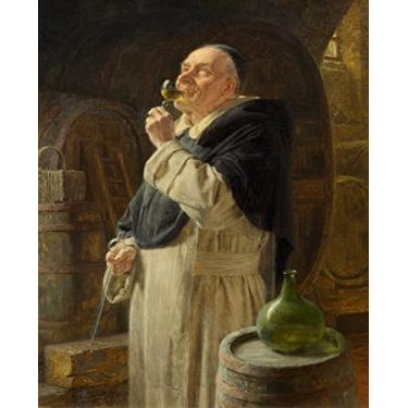 Imagem de Um Frade Dominicano na Degustação de Vinhos Adega do Mosteiro Pintura de Eduard von Grützner Repro em Tela"canvas" ou Arte em Papel (Tela "Canvas", 40cm X 50cm)