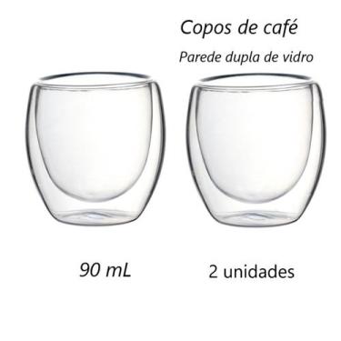 Imagem de Jogo De Xícaras De Café 2 Unidades Parede Dupla Camada De Vidro 90ml C