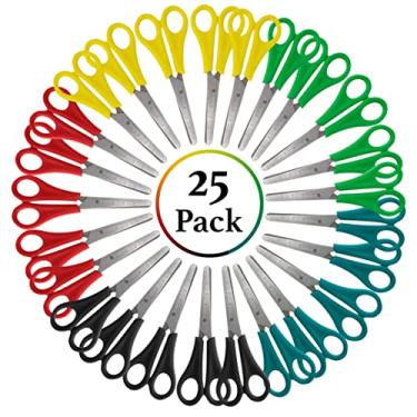Imagem de Tesoura de 12,7 cm de segurança para crianças, pacote de tesouras perfeitas para projetos escolares e artesanais, 24 Pack, 1