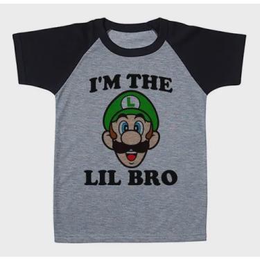 Imagem de Camiseta Infantil Raglan Super Mario Luigi Im The Lil Bro