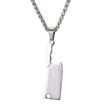 Imagem de U7 Colar punk de aço inoxidável banhado a ouro 18K grande hip hop adaga/faca/espada/equipamento steampunk/grande lâmina de barbear colar com pingente para homens e mulheres, corrente de 56 a 61 cm