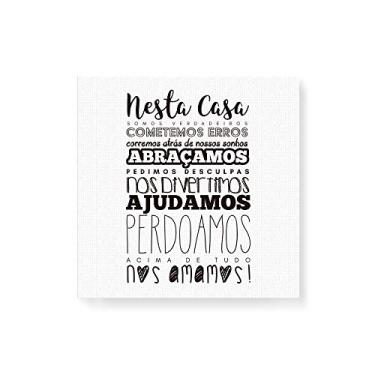 Imagem de Arte Maníacos Quadro Decorativo em Tela Canvas Nesta Casa Abraçamos - 30x30cm