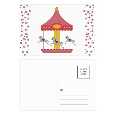 Imagem de Cartão postal colorido com estampa de parque de museu de carrossel e cartão postal de Natal