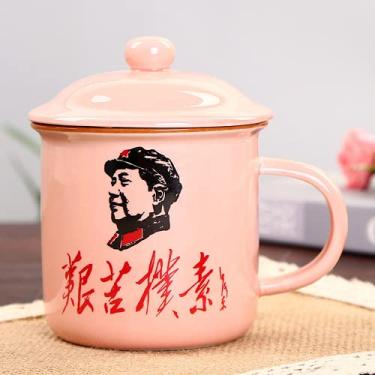 Imagem de PAYNAN Caneca esmaltada vintage colorida de café e chá de leite, imitação de lar, antigo, enxaguante bucal copo de água caneca de cerâmica