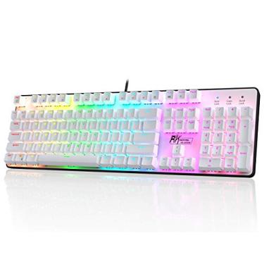 Imagem de RK ROYAL KLUDGE RK920 Teclado mecânico de tamanho completo, teclado para jogos com retroiluminação arco-íris, teclado mecânico de 104 teclas com teclado numérico, interruptor marrom tátil