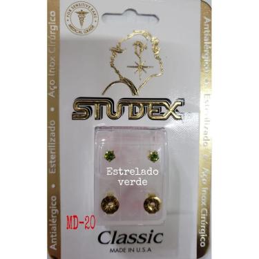 Imagem de Brinco Studex Classic 4Mm Tiffany Verde Medio Dourado