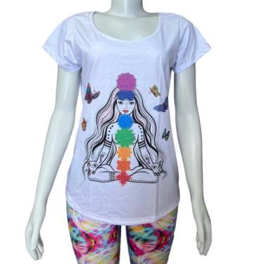 Imagem de Camiseta T-Shirt Feminina Estampa Meditação Mandalas Chakras - Element