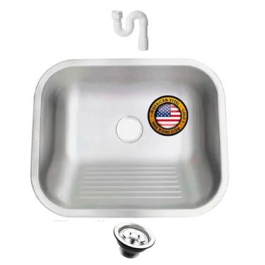 Imagem de Tanque Inox Lavanderia 50x40x23 Grande 304 Fosco Acetinado 30 Litros