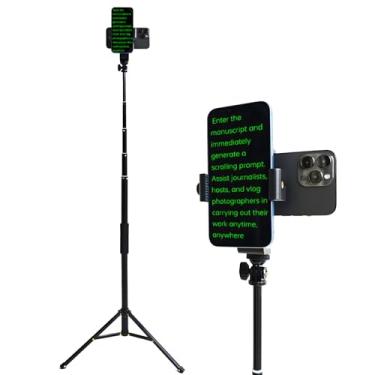 Imagem de Teleprompter para iPhone e Android, suporte de telefone duplo para gravação de vídeo, kit de teleprompter Neewer, o design dobrável permite fácil armazenamento e transporte (170 cm de pé)
