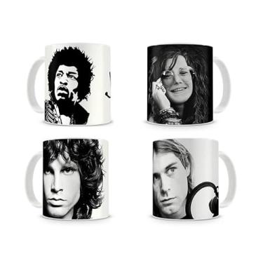 Imagem de Kit Canecas 27 Anos - Hendrix, Janis, Morison e Cobain 330 ml