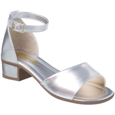 Imagem de Sandália Feminina Infantil Com Salto Saltinho Social Festa (Prata, BR, Adulto, Numérico, 38)