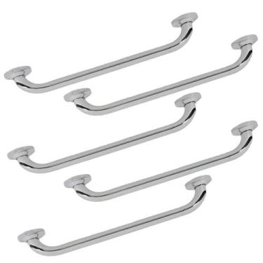 Imagem de Barra Alça Apoio 30 cm Inox Kit 5 Uni Segurança PCD Idoso Gestante Cad