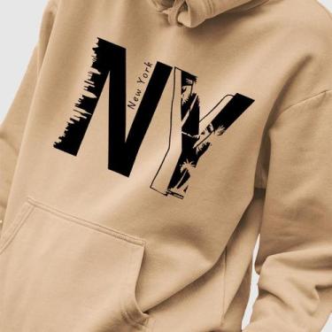 Imagem de Blusa Moletom Genuine Grit Masculina Estampada Algodão 30.1 NY, Bege, 