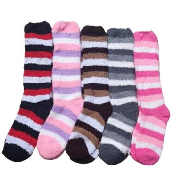 Imagem de 4 Pares Meia Felpuda Longa Feminina Cano Alto Inverno Frio - STAR GOLD