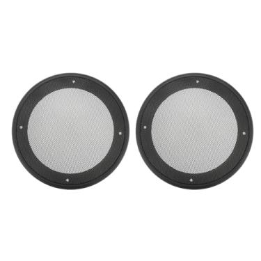 Imagem de ACROPIX Capa universal de grade de alto-falante de carro de 16,5 cm de malha redonda 6,5 polegadas caixa protetora de subwoofer com parafusos de montagem ferro ABS preto - pacote com 2