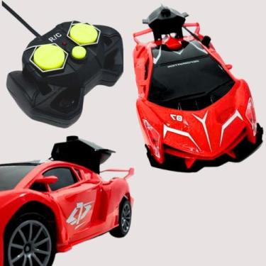 Imagem de Carrinho Brinquedo Carro Controle Remoto Solta Fumaça esportivo vermel