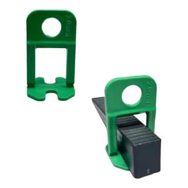 Imagem de Kit 500 Espaçador Nivelador de 2mm Para Porcelanato + 100 Cunhas - Nac