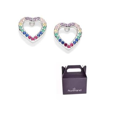 Imagem de Brinco Coração Prata Maciça 925 e Zircônia Rommanel 820154, Prata