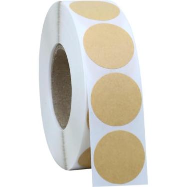 Imagem de 1000 peças de adesivos de círculo kraft, adesivos redondos de 2,5 cm em branco para venda de garagem etiquetas de etiqueta de codificação kraft selos de envelope naturais marrons para casa sala de