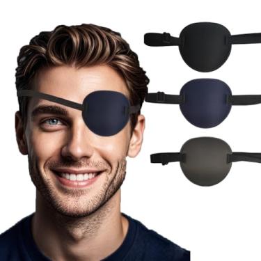Imagem de VEEJION 3 peças de tapa-olhos médico, remendos ajustáveis para adultos, trata o estrabismo de ambliopia preguiçoso para olhos esquerdo ou direito, fantasia de cosplay