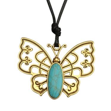 Imagem de GelConnie Colares de madeira para mulheres, colar de couro dourado, longo, boho em camadas, prata, hippie, gargantilha, joia boêmia para mulheres, Couro sintético, Sem Pedra Preciosa