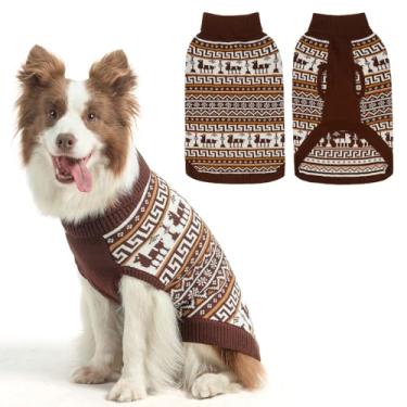 Imagem de SCENEREAL Suéter de gola rolê para cães pequenos, médios e grandes, meninas, meninos, pulôver de malha, roupas para filhotes, casacos de clima frio, roupas de Natal, cáqui ML