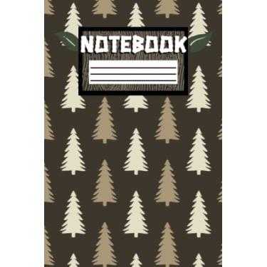 Imagem de 6"x9" Paperback Journal or Notebook with lined pages for kids, teens or adults | Brown with Cute Little Trees | Office, study or school supplies: 80 pages (40 sheets)