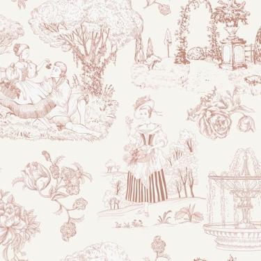Imagem de Livelynine Papel de parede rosa 44.5x701.0 cm Stick and Peel Vintage Floral Toile De Jouy Blush Pink Peel and Stick Papel de parede quarto menina locatário amigável retro rosa claro e branco papel de