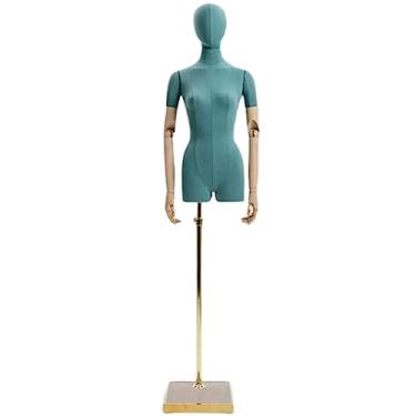 Imagem de Multiuso Manequim de clavícula Manequim de meio corpo Manequim de corpo de costura ajustável feminino com suporte de metal Superfície de pano para roupas Janela