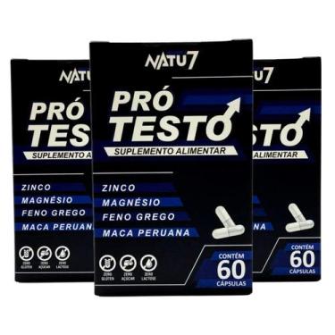 Imagem de Kit 3 Suplemento Alimentar Pró Test 180 cápsulas Magnésio Zinco Cafeín