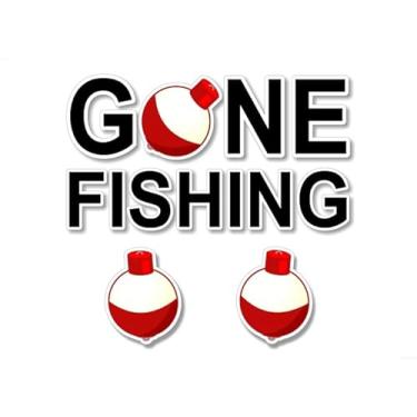 Imagem de Conjunto de 3 decalques 1 Gone Fishing 12,7 cm x 22,9 cm e 2 adesivos de vinil de 7,5 cm Bobber de pesca de caminhão barco adesivos caixa de equipamentos de peixe (conjunto de 3 decalques)