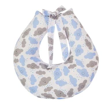 Imagem de Almofada Apoio Para Amamentação Bebê Menino Azul Nuvem Chuvinha - Luck