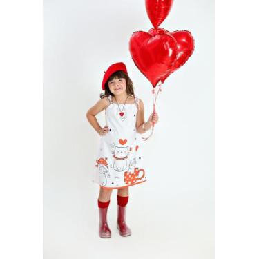 Imagem de Vestido Infantil Trapézio Gatinho - Rosarita kids, G 6-7 Anos