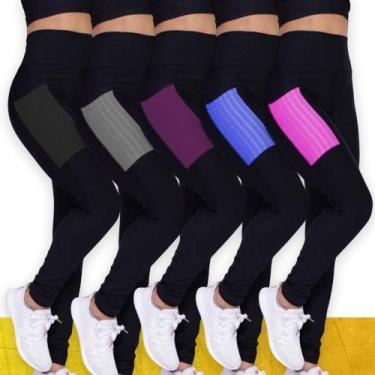 Imagem de Kit c/ 5 CALÇAS LEG Legging COM BOLSOS Cintura Alta Fitness Treino Cas