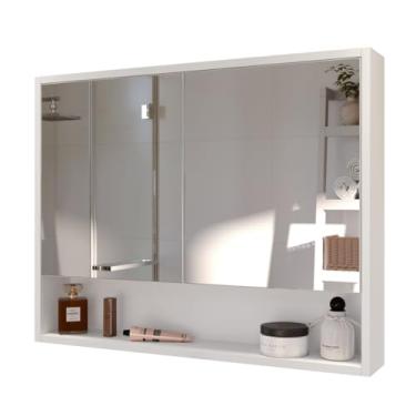 Imagem de Armário de Banheiro Aéreo 2 Portas Com Espelho Espelheira(Branco Brilho)