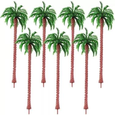 Imagem de 10 Palmeiras em Miniatura para Maquete, 6,5 cm, Verde e Marrom