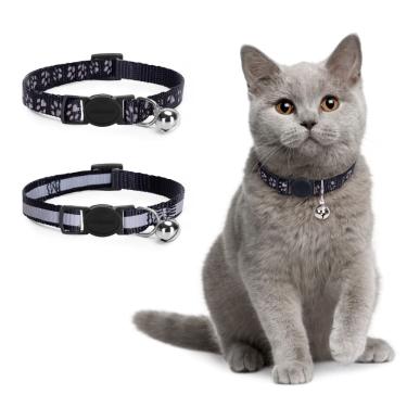 Imagem de Coleira para gatos Nobleza Kitten com Bell Breakaway, pacote com 2 unidades, preta