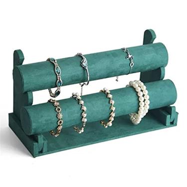 Imagem de Porta-joias Suporte de pulseira, suporte de pulseira de veludo com rack de 2 camadas - suporte de exibição de pulseira destacável para organização e exibição de joias Organizador de estande de joias(G