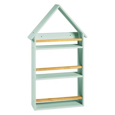 Imagem de Prateleira Casinha 109x68x10cm Infantil Verde Bebê/Amêndoa