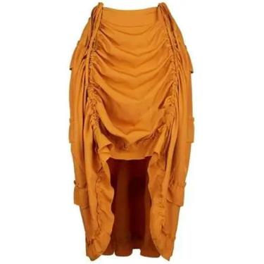 Imagem de Mulheres punk Irregular Shirming Pleated Party Skirt Long Alta Transformões Steampunk Saias de Corset Gótico Plus Size Plus, Açafrão, 3xl