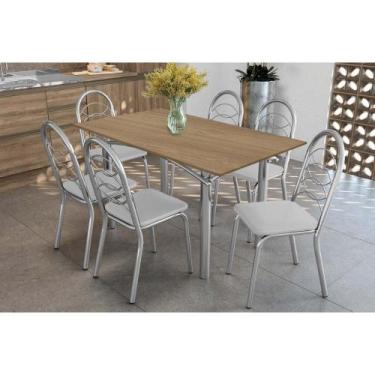 Imagem de Sala de Jantar Completa Elba c/ Tampo de Madeira 160cm e 6 Cadeiras Ho