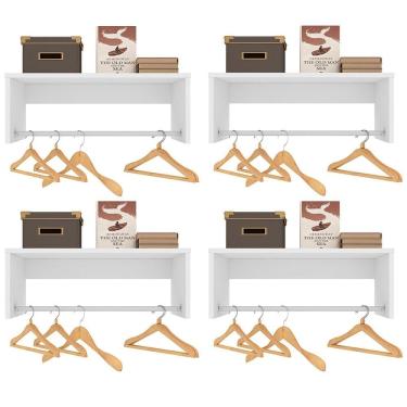 Imagem de Kit 4 Nichos Cabideiros Suspensos Berlim Branco - Lumil Móveis