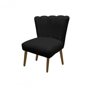 Imagem de Cadeira Pétala Flor Para Sala De Estar Penteadeira Salão Suede Preto