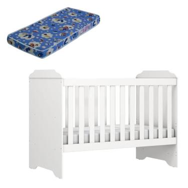 Imagem de Berço Americano Mini Cama Mel Branco Brilho Com Colchão Ortobom - Carolina