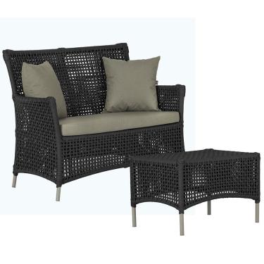 Imagem de 1 Sofá E Mesa Centro Igapó Alumínio Corda Náutica E8 Trama Preto