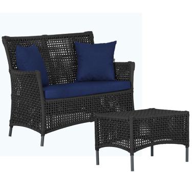 Imagem de 1 Sofá E Mesa Igapó Alumínio Preta Corda Náutica E10 Trama Preto