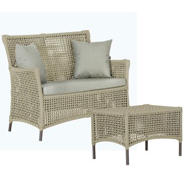 Imagem de 1 Sofá E Mesa Igapó Alumínio Marrom Corda Náutica E3 Trama Rami