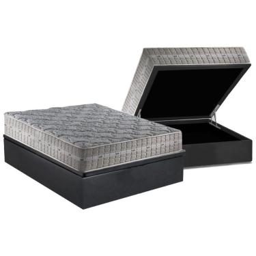 Imagem de Cama Box Baú Casal Kit Royal Base CRC Suede Gray com Colchão Molas Ensacadas 138x188 Anjos